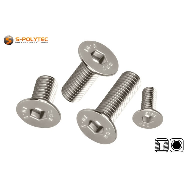 Senkkopfschraube mit Innensechskant aus vernickeltem Kohlenstoffstahl zu Bestpreisen in verschiedenen Größen