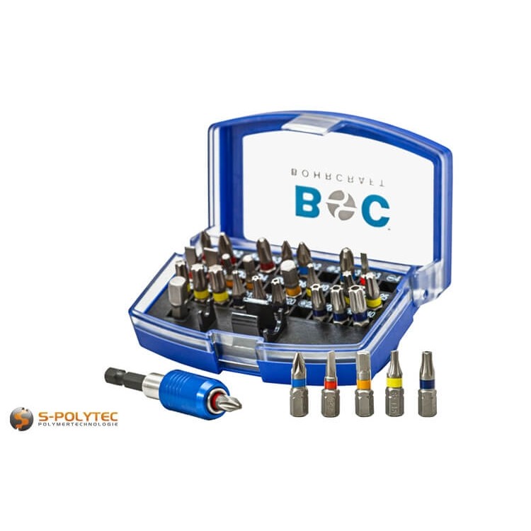 Schrauber-Bits mit Farbring für alle gängigen Schrauben in preofessioneller Handwerker-Qualität