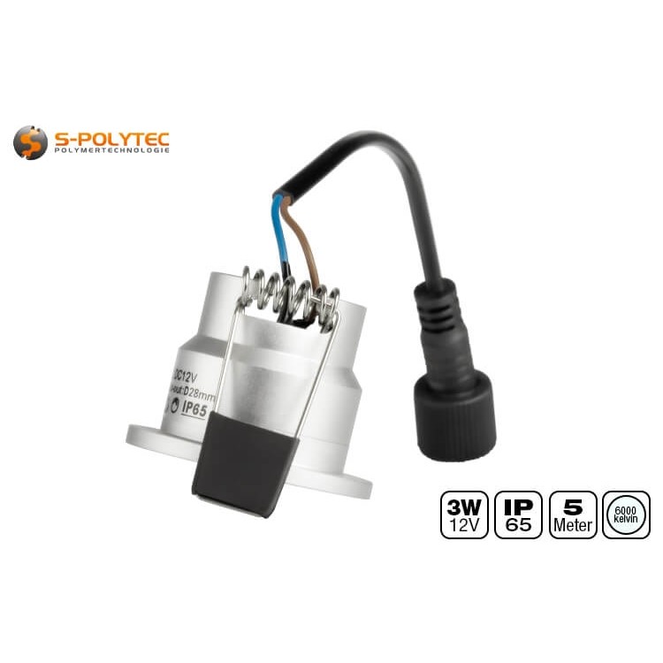 Der kompakte Ø 36mm Spot weist einen Montagedurchmesser von 28mm und eine Einbautiefe von nur 29mm auf