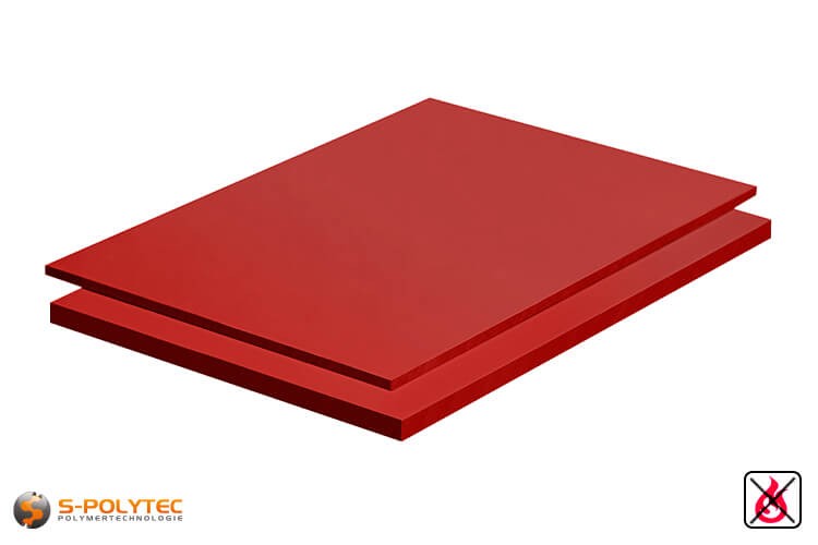 PVC Platten rot aus Hart-PVC (PVCU) in Stärken von 2mm - 10mm im Standardformat  2x1m