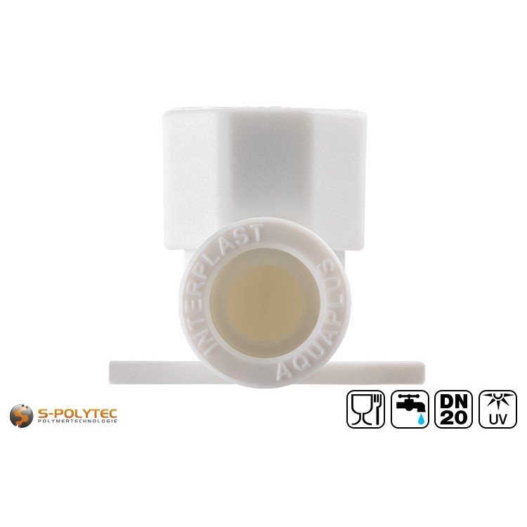 Der weiße PPR Wandanschluss-Winkel dient zum Anschluss eines Auslaufhahns mit 1/2 Zoll Gewinde