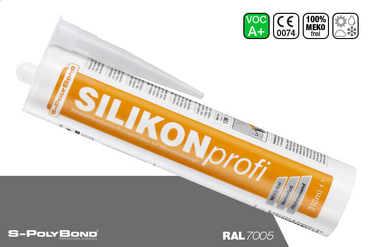 S-Polybond SILIKONprofi Alkoxy-Silikon Mausgrau (RAL 7005)