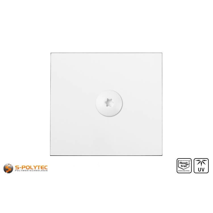 HPL Platte RAL9016 Verkehrsweiß schwer entflammbar mit ETB Absturzsicherung in 6mm und 8mm