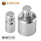 Stecknuss-Adapter von 1/4 Zoll bzw. 1/2 Zoll auf 3/8 Zoll aus Chrom-Vanadium-Stahl mit federgelagerter Kugelarretierung