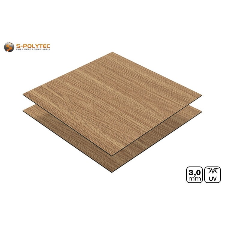 Aluverbundplatte in Holzoptik Eiche Classic in 3mm Stärke im Zuschnitt nach Maß