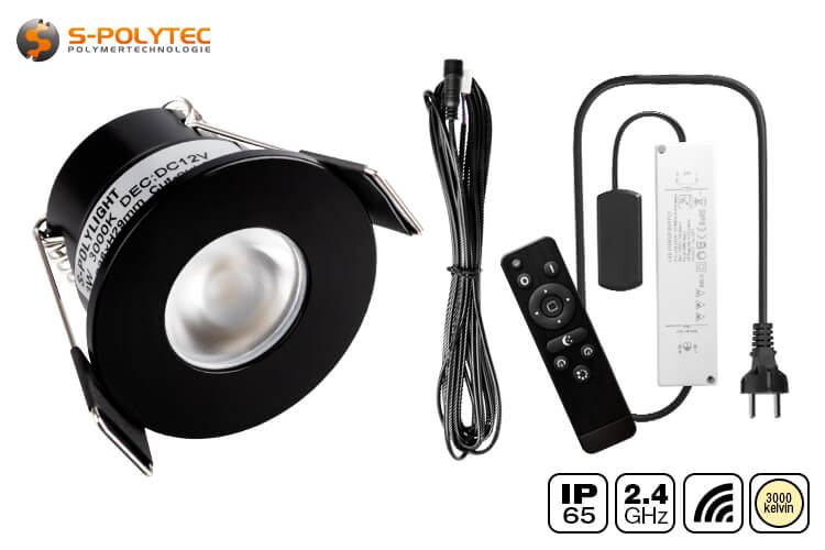 Die 3W Outdoor-LED-Spots in Warmweiß (3000 Kelvin) sind in Schwarz erhältlich