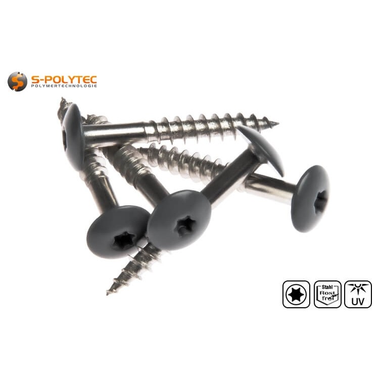 Fassadenschrauben nach DIN EN 14592 für Trespa® Meteon® FR HPL-Platten in Anthracite Grey (A25.8.1) mit Satin-Finish	