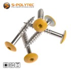 Fassadenschrauben nach DIN EN 14592 für Trespa® Meteon® FR HPL-Platten in Gold Yellow (A04.1.7) mit Satin-Finish