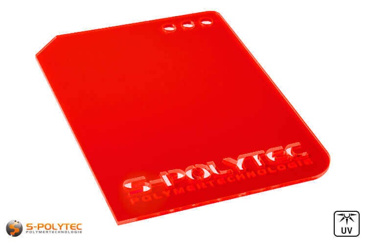 Acrylglas rot fluoreszierend gelasert (Laserzuschnitte)