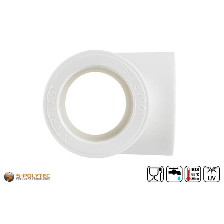 Das Aqua-Plus PP-R T-Stück DN20 eignet sich zur Verzweigung von PP-Rohren mit jeweils 20mm Außendurchmesser