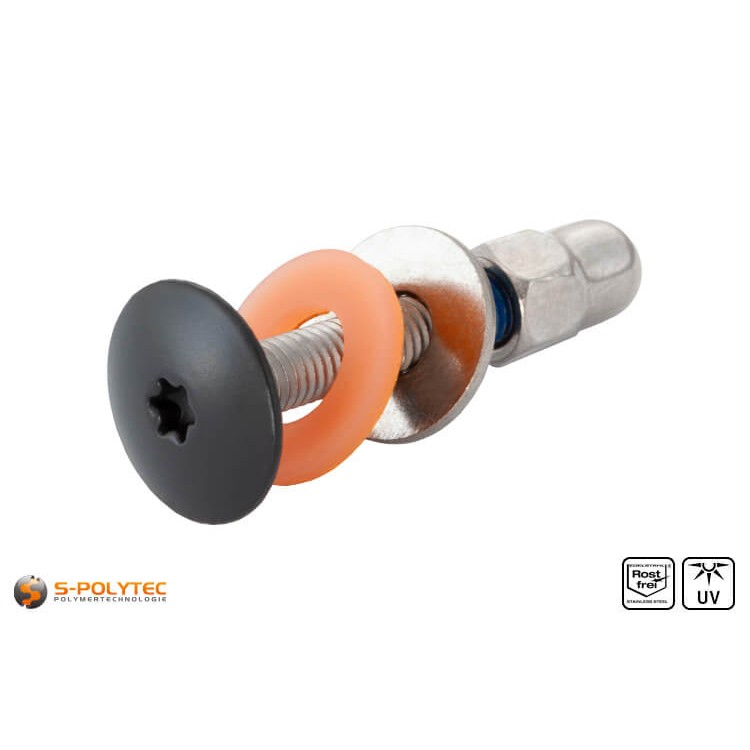 Balkonschrauben farblich abgestimmt auf HPL Platten