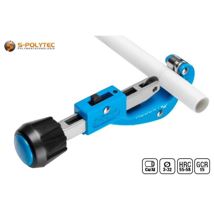 Das hochwertige Schneidrad des Rohrschneiders weist einen hohen Härtegrad von 55 - 58 HRC (Rockwellhärte) auf