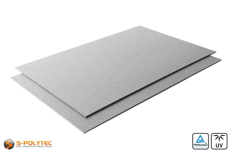 Unsere grauen ASA/ABS Platten (genarbt) im Standardformat 2x1m