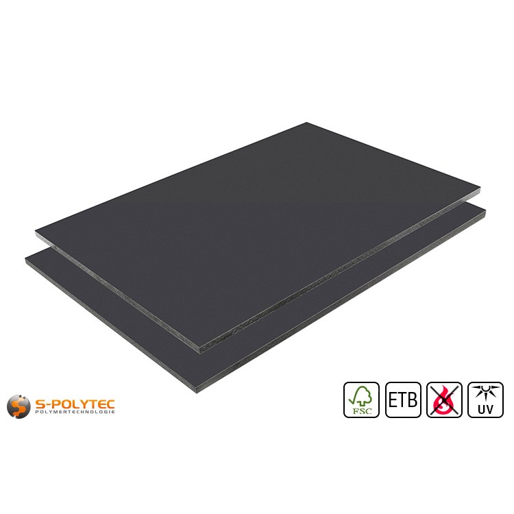 HPL Platte RAL7016 Anhrazit schwer entflammbar mit ETB Absturzsicherung in 6mm und 8mm
