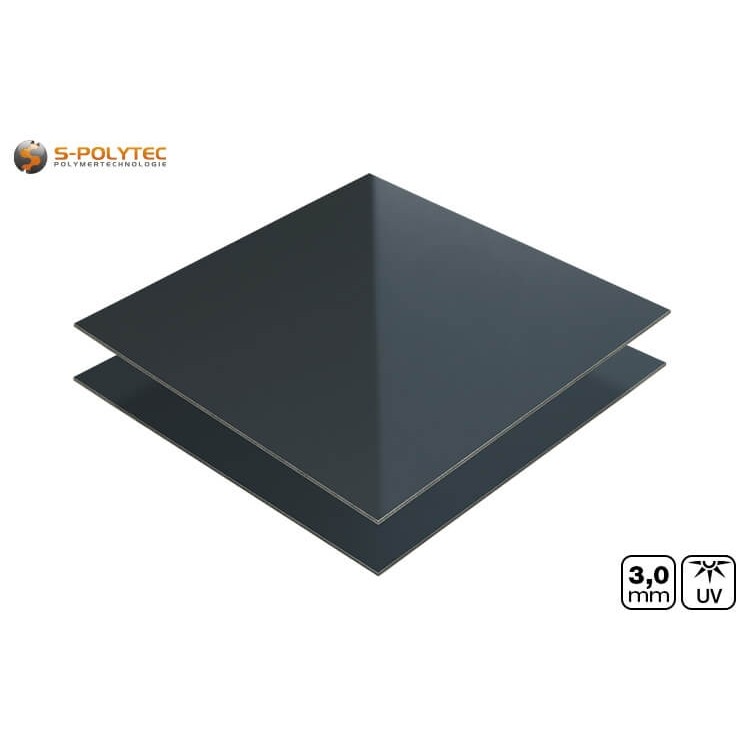 Alu Verbundplatten in Anthrazit 3mm mit einseitig glänzender Oberfläche