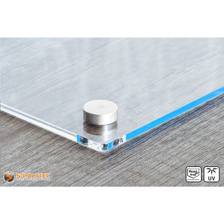 Schraubenabdeckkappe 15mm aus Edelstahl mit Acrylglasschild