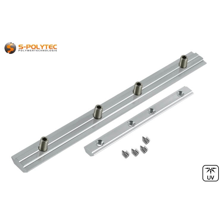 Profilverbinder zu Verlängerung von Konstruktionsprofilen mit Madenschrauben für 6mm oder 8mm Nutenbreite erhältlich