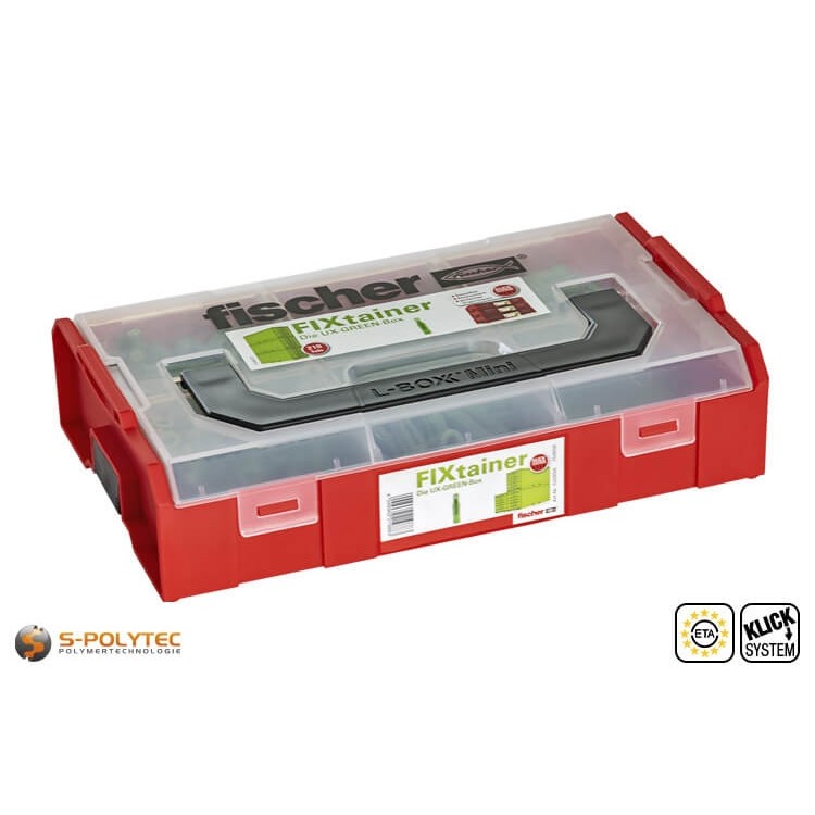 fischer FIXtainer UX-Green Dübel-Box - Das Dübelsortiment mit 210 Dübeln in 6mm, 8mm und 10mm Durchmesser