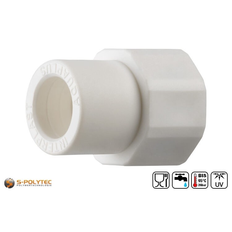 PP-R Kupplung für PP-R Rohre in Weiß für PP-R Rohre in verschiedenen Größen mit Innengewinde