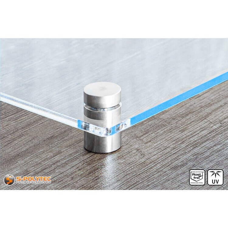 Schilderhalter 15x15mm aus Edelstahl mit Acrylglasschild