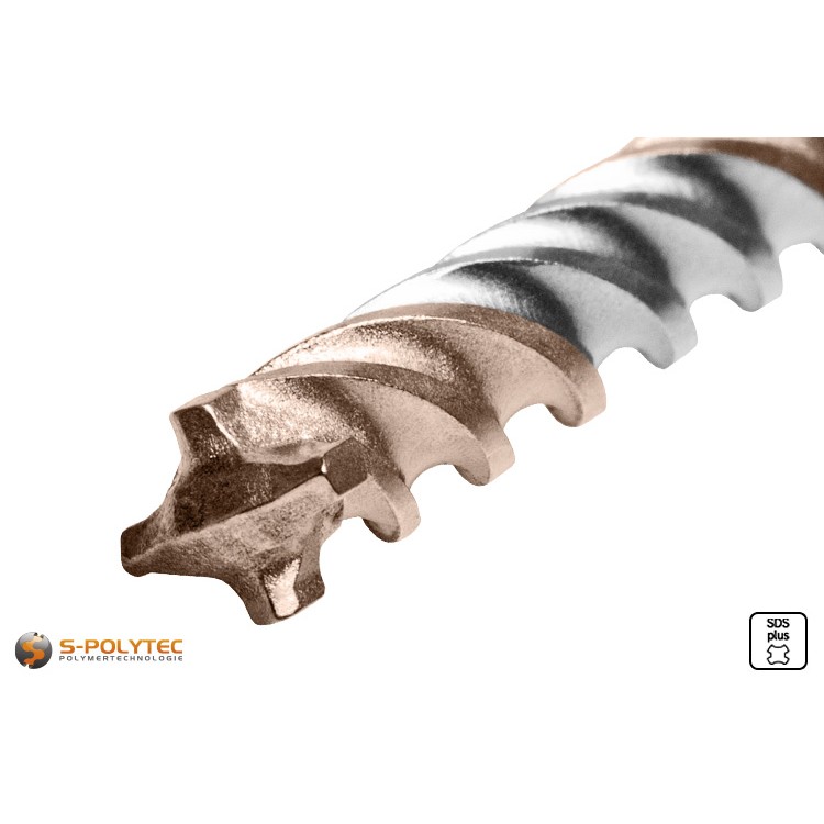 SDS plus Hammerbohrer mit Vierschneiden-Bohrkopf aus Vollhartmetall speziell für stahlbewehrtem Beton