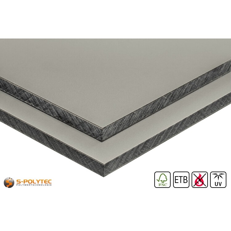 HPL Platte RAL 7037 im Zuschnitt (schwer entflammbar, ETB-Zulassung)