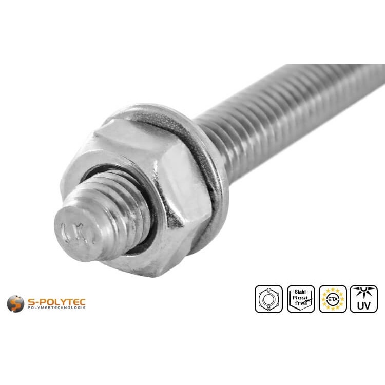 Ausführung mit normaler Unterlegscheibe und Schraubenmutter in der Größe M8 mit 13mm Schlüsselweite