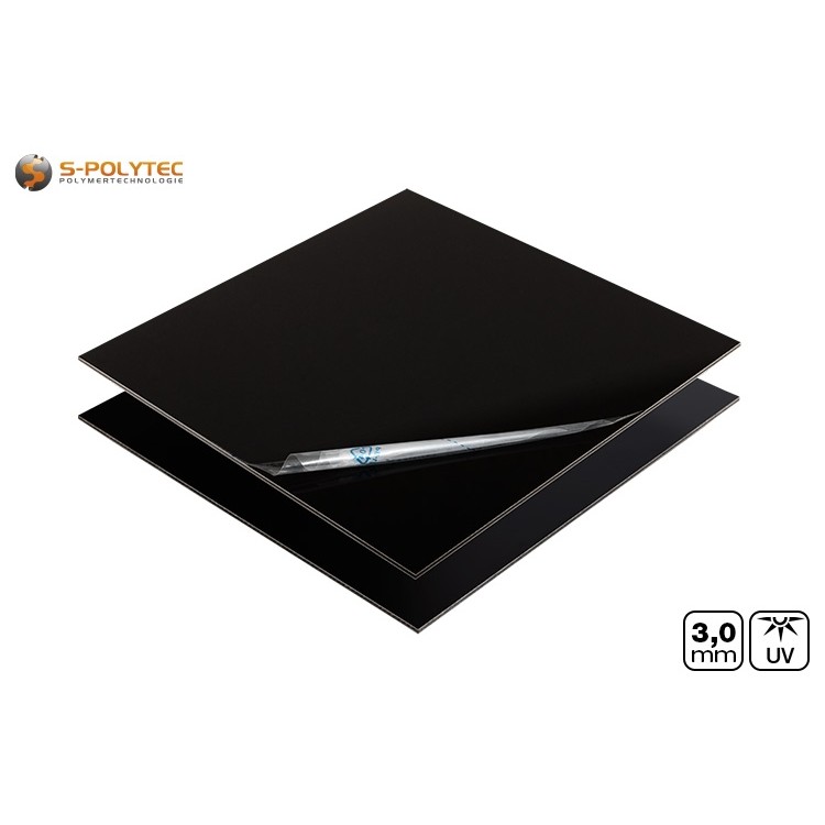 Alu Verbundplatten in schwarz mit beidseitiger Schutzfolie auf Maß