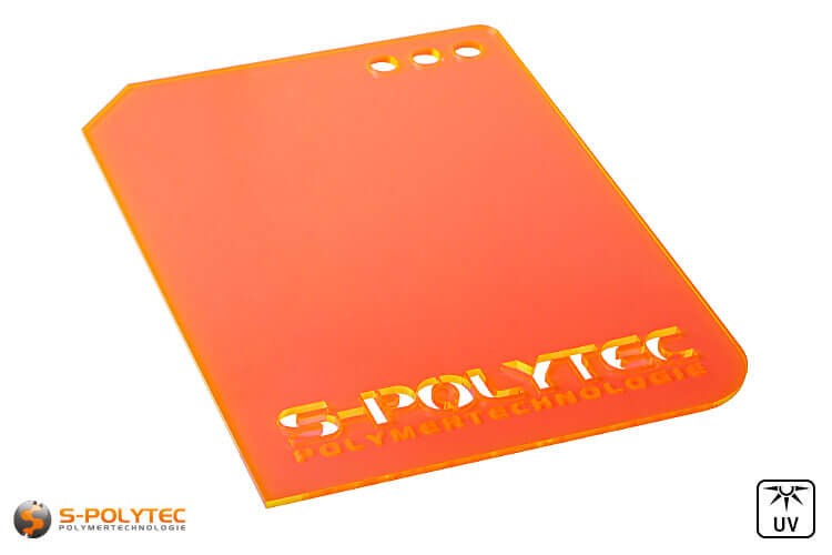 Acrylglas orange fluoreszierend gelasert (Laserzuschnitte)