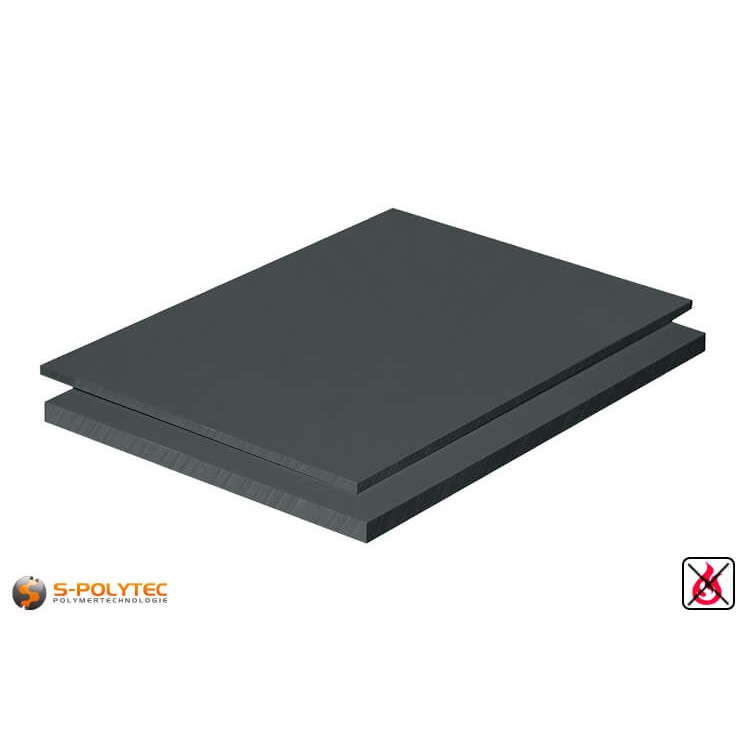 PVC Platten dunkelgrau aus Hart-PVC (PVCU) in Stärken von 1mm - 50mm im Standardformat  2x1m