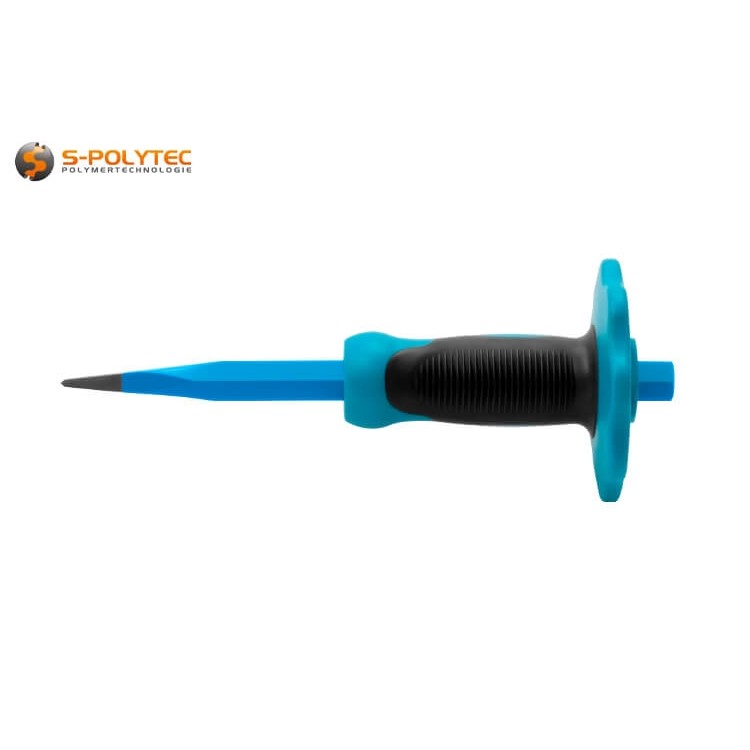 Die keilförmig geschliffene Schneide ist ideal zum Stemmen in Stein, Klinker oder Beton