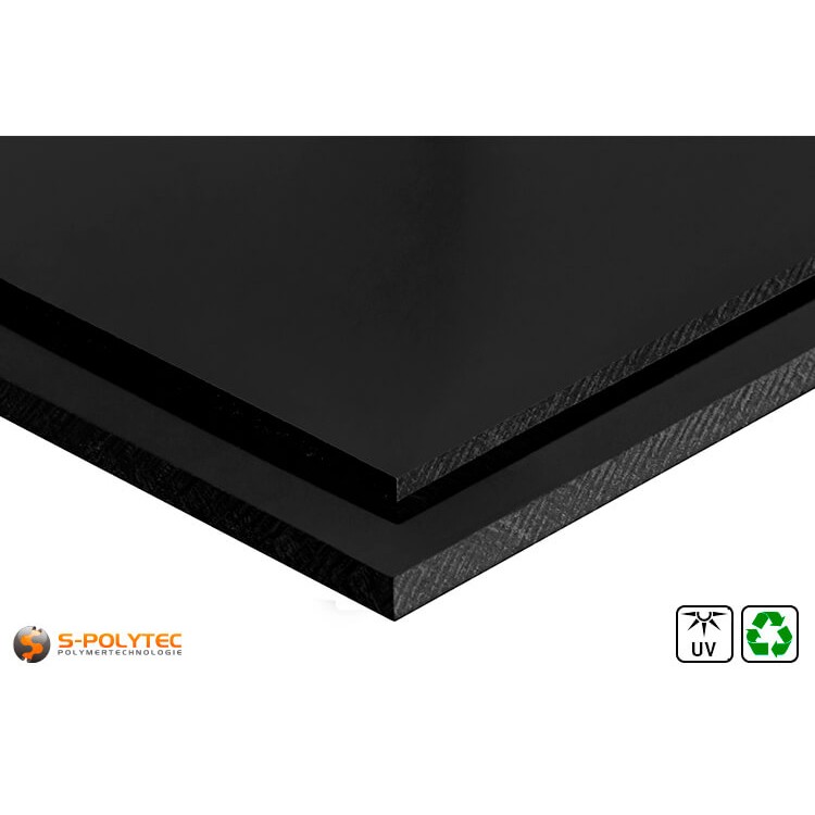 Polyethylen Regenerat (PE-UHMW, PE-1000) Platten schwarz in Stärken von 10mm - 80mm im Standardformat - Detailansicht