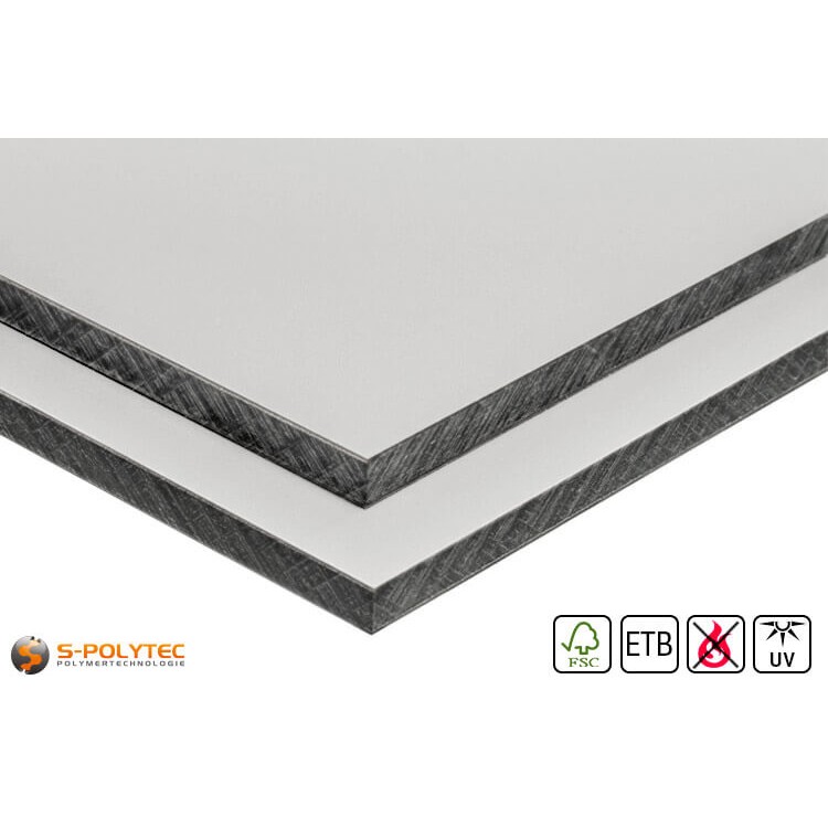 HPL Platte mit HPL Schraube Lichtgrau