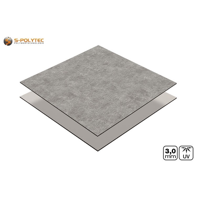 Aluverbundplatte 3mm im Zuschnitt mit einseitigem Dekor in Betonoptik