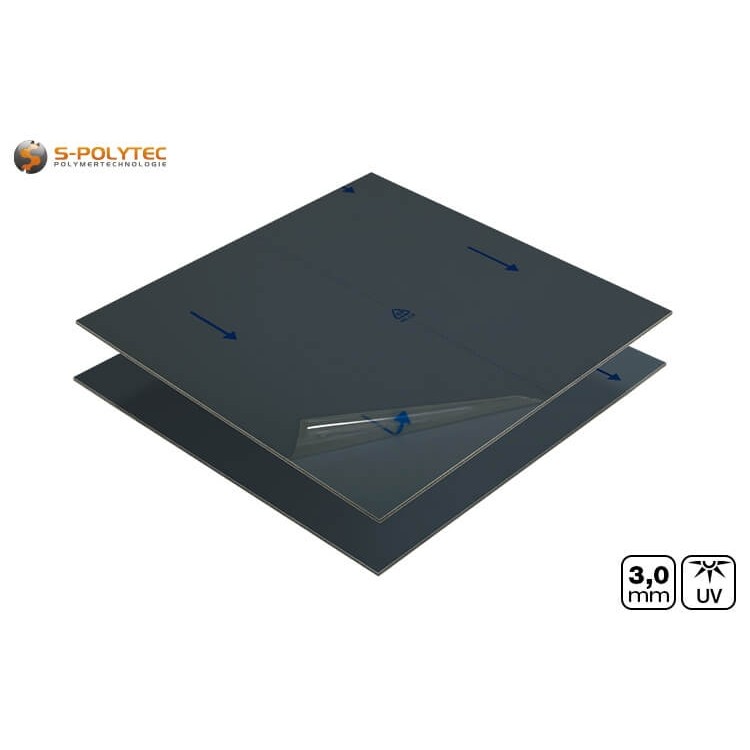 Alu Verbundplatten in Anthrazit mit einseitig matter / glänzender Oberfläche