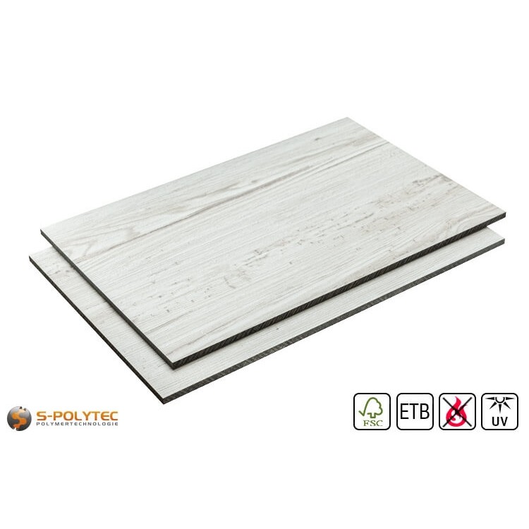 HPL Platten Vintage Look (Eiche Weiß) auf Maß im präzisen Zuschnitt