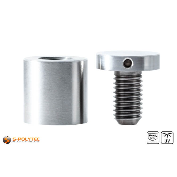 Distanzstück und Schraubenkopf Abstandshalter 25x25mm aus rostfreiem Stahl