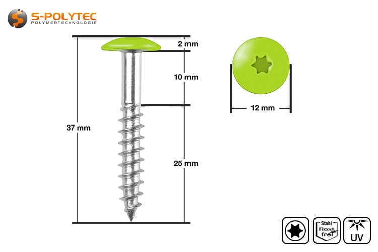 Die kopflackierten Fassadenschrauben in Lime Green sind für hinterlüftete Fassadensystem mit Trespa® Meteon® FR zugelassen