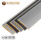 Das flache Alu-Übergangsprofil in 38mm Breite ist in Silber, Edelstahl gebürstet, Anthrazit Metallic, Grau Metallic und Bronze Metallic verfügbar