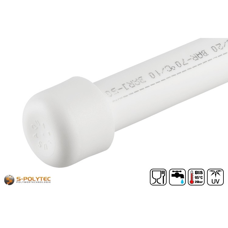 Aqua-Plus PP-R Rohr-Endkappen in Weiß zum Verschließen von Rohrenden innerhalb des Leitungssystems	