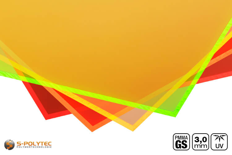 Wir bieten die transparenten Acrylglasplatten aus gegossenem PMMA mit Leuchteffekt in rot, orange, gelb und grün