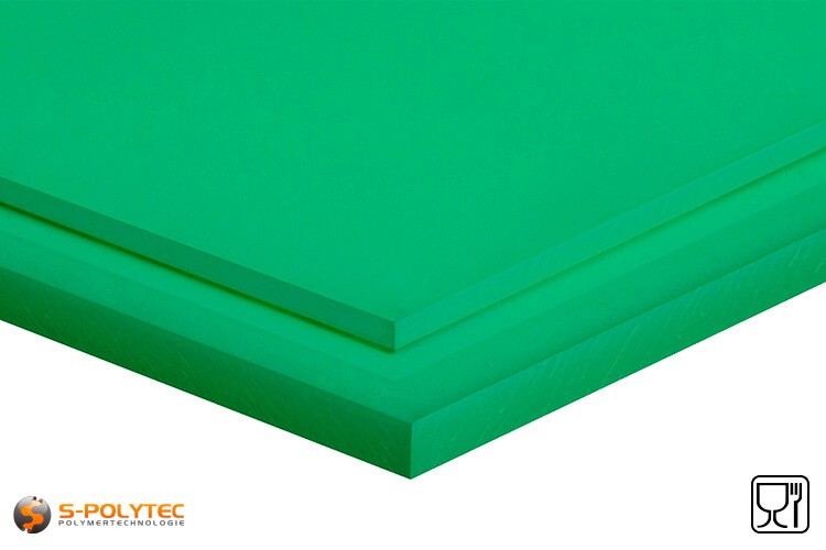 Polyethylen (PE-UHMW, PE-1000) Platten grün in Stärken von 8mm - 70mm im Standardformat - Detailansicht
