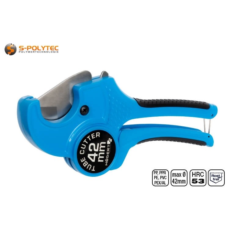 Der Högert Rohrschneider für Kunststoffrohre und Alu-Verbundrohre ist für Rohrdurchmesser bis 42mm geeignet