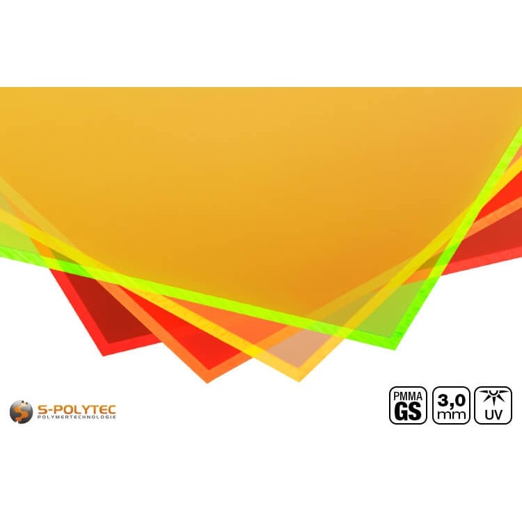 Wir bieten die transparenten Acrylglasplatten aus gegossenem PMMA mit Leuchteffekt in rot, orange, gelb und grün