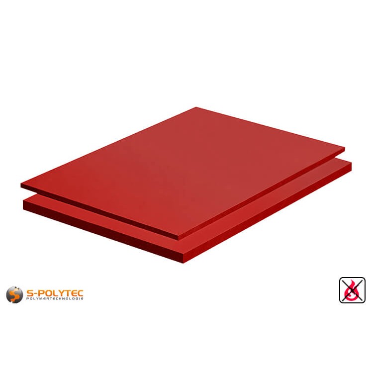 PVC Platten rot aus Hart-PVC (PVCU) in Stärken von 2mm - 10mm im Standardformat  2x1m