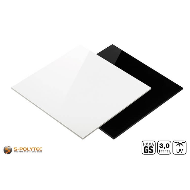Acrylglas GS opak (blickdicht) in schwarz oder weiß im millimetergenauen Zuschnitt bereits ab 30mm x 30mm