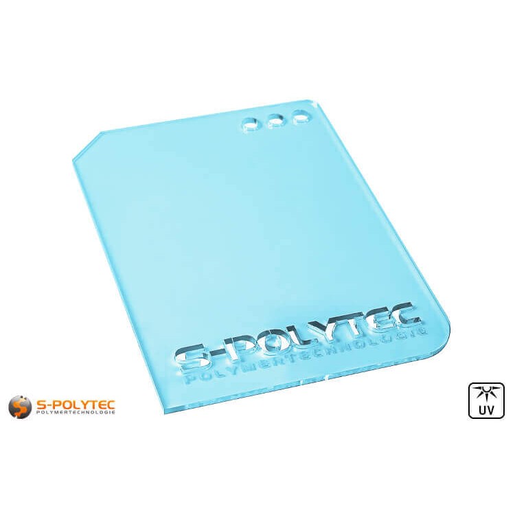 Acrylglas hellblau durchsichtig im Laserzuschnitt