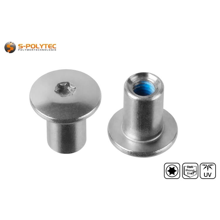 Die unlackierte Gewindehülse mit einem Kopfdurchmesser von 14mm verfügt über einen Torx-Antrieb in der Größe T20 (ISR20)