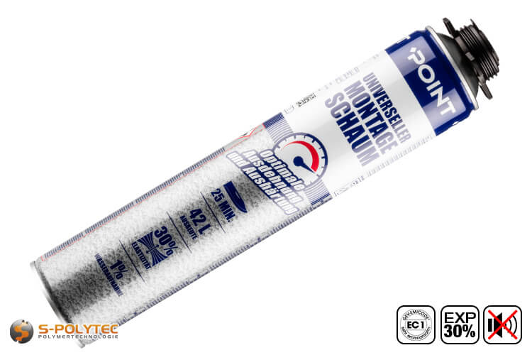 POINT low expansion 1K-PU Montageschaum ist ein Bauschaum mit geringer Nachexpansion in der 750ml Pistolenschaumdose