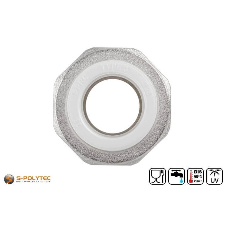 Aqua-Plus PP-R Kupplungsverschraubung für PP-R Rohre in verschiedenen Größen mit schraubbarem Außengewinde aus Messing